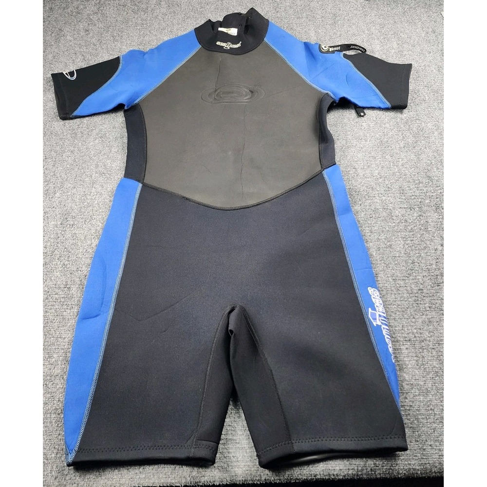 SeaQuest Mens XL Wetsuit Shorts Blue Black‎ Shorty Surf Dive Swim Snorkle